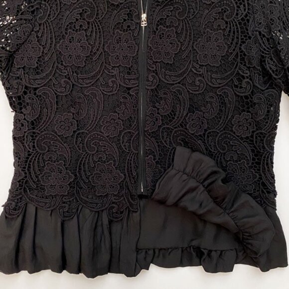 NWOT Anthropologie Black Lace Zippered Peplum Jacket Size M - Picture 6 of 12